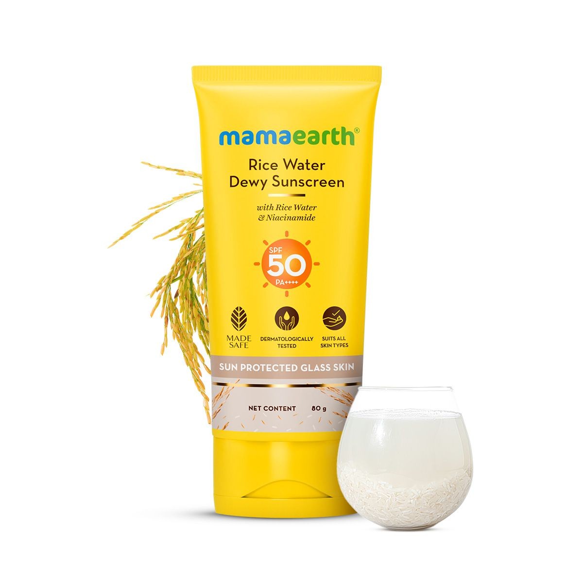 Mamaearth Rice Water Dewy Sunscreen with SPF 50 & PA++++ - 80g Mamaearth sale