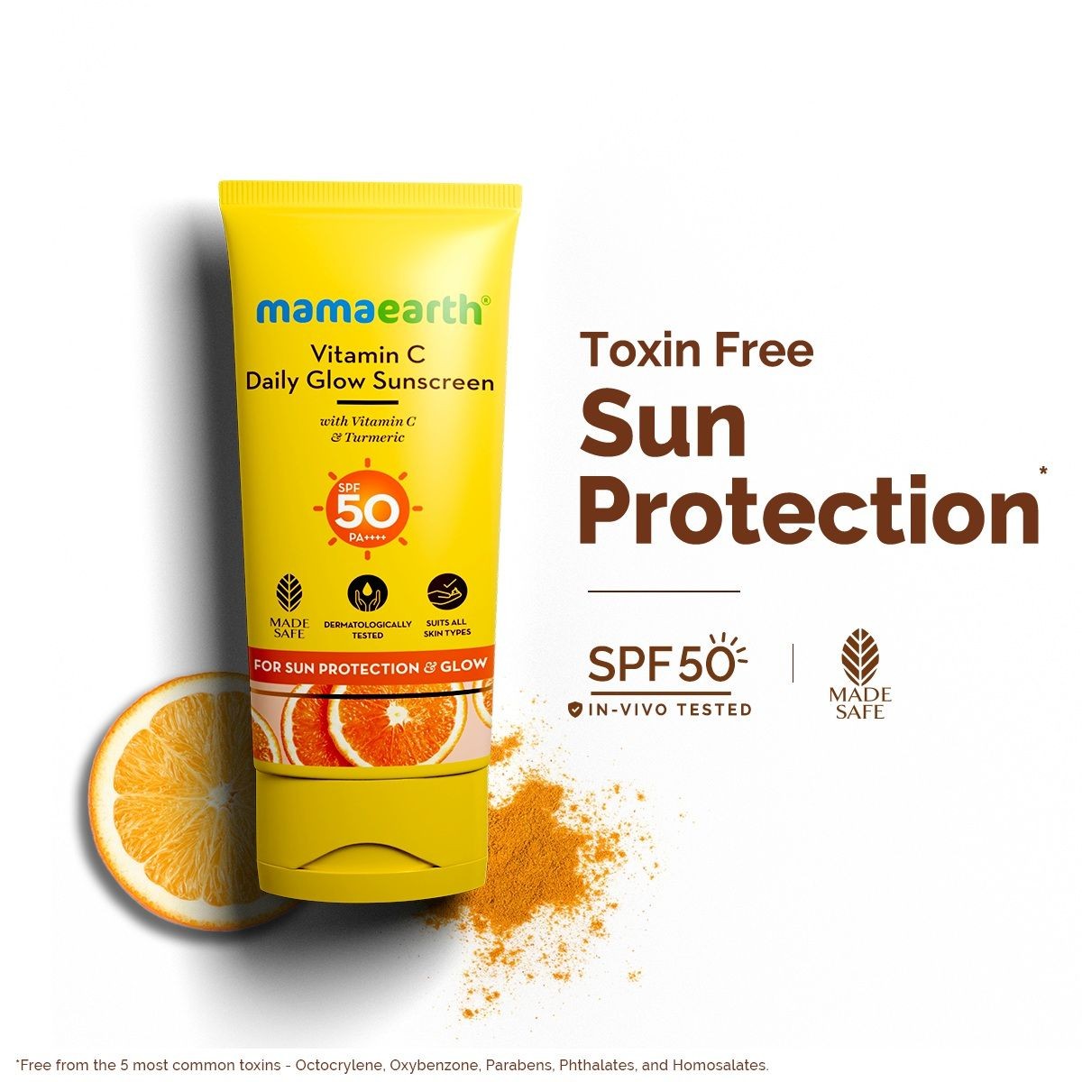 Mamaearth Vitamin C Daily Glow Sunscreen SPF 50 PA++++ – In-Vivo Tested (ISO 24444:2019 Certified, CTRI/2025/05/087276) - 50g Mamaearth sale