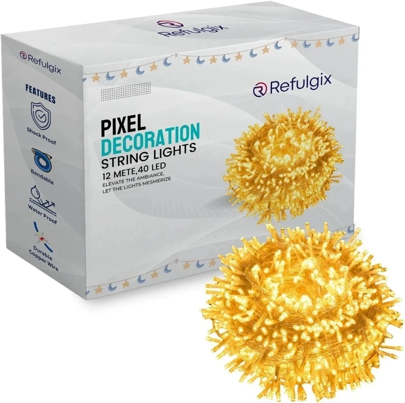 Refulgix 40 LEDs 11.9 m Yellow Steady String Rice Lights Flipkart sale