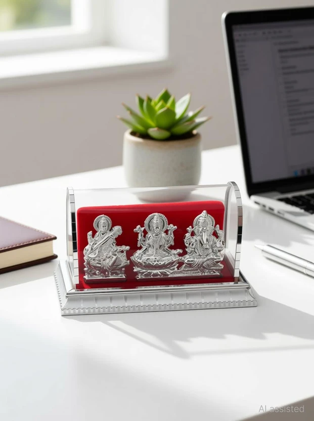 INTERNATIONAL GIFT Silver Plated Laxmi Ganesh Sarswati Acrylic Idol/Hindu God Ganpathi & God Flipkart sale
