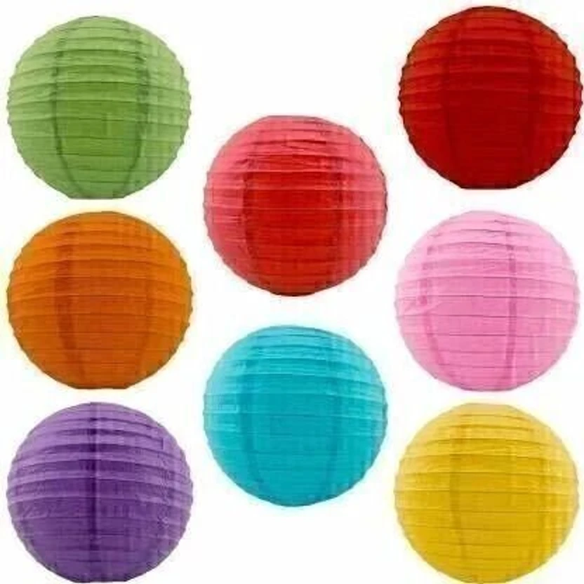 SHUANG YOU 8 Pc Round Paper Multicolor Paper Hanging Lantern (25 cm X 25 cm, Pack of 10) Mul Flipkart sale