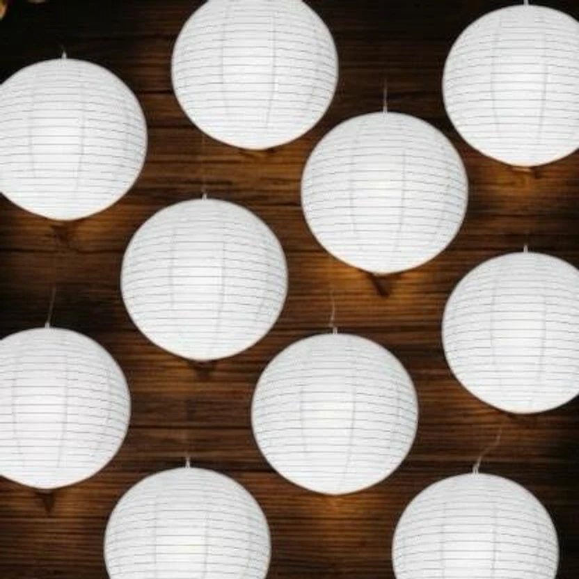 Rangwell Rice Paper Hanging Lantern BallWhite_L18 White Paper Hanging Lantern Flipkart sale