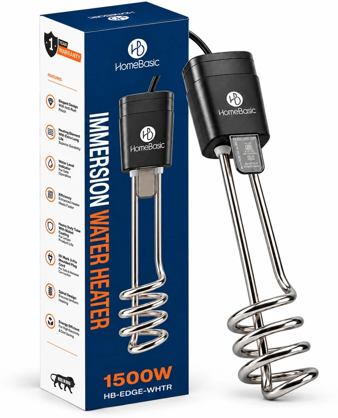 HOMEBASIC Immersion Water Heater Rod 1500W| Nickel Heavy Coated Copper Heating Element 1500  Flipkart sale