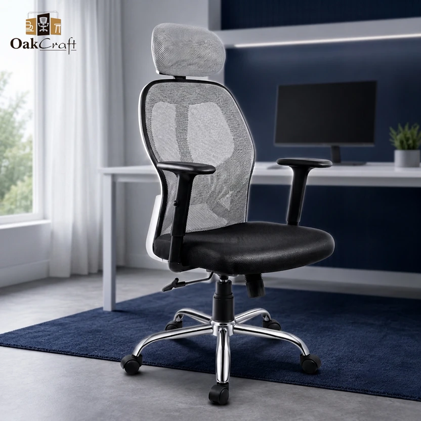 Oakcraft Matrix 3 Year Warranty Ergonomic with Comfortable Pads Ergonomic Mesh Office Adjust Flipkart sale