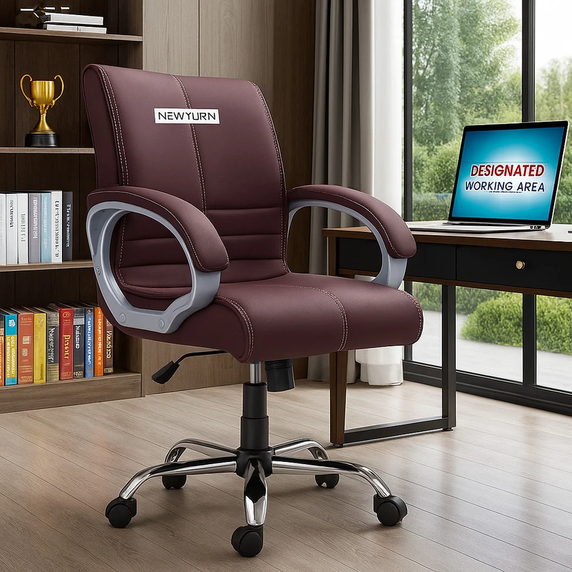 Newturn MAXSON Mid back Work from home/Office/study/desk(WFH) Leather Office Adjustable Arm Flipkart sale