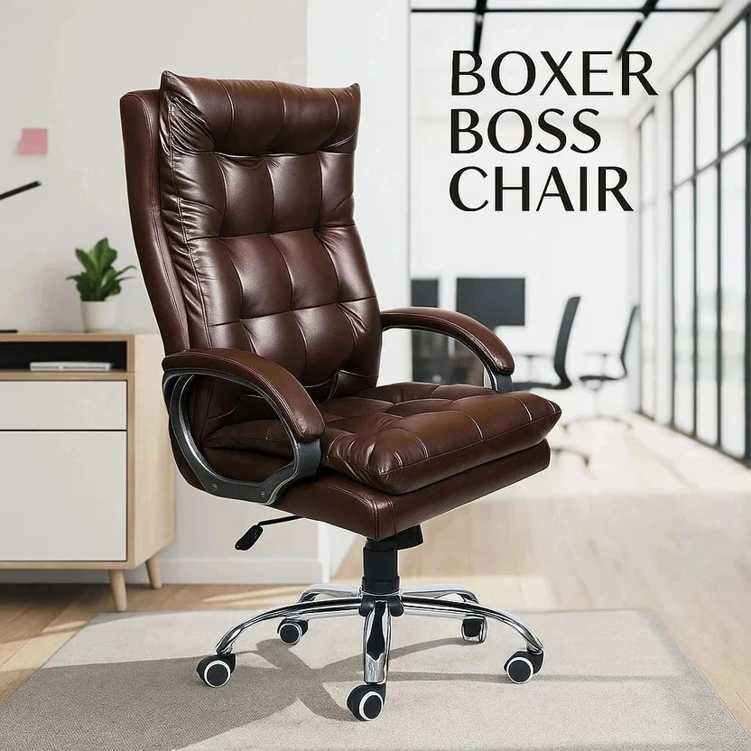 Newturn BOXER Premium Leather Boss office chair with 2 Yrs parts repl. Wty Leather Office Ad Flipkart sale
