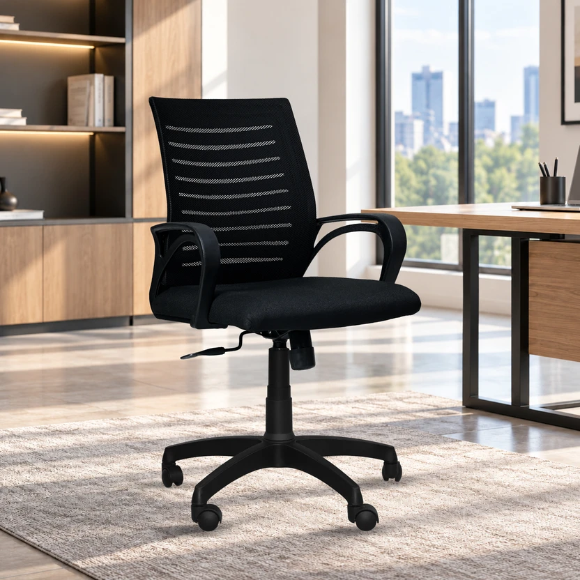 Comfort Mantra Bolt Ergonomic Office Chair Mid Back Lumbar Support Armrest Fabric Office Adj Flipkart sale