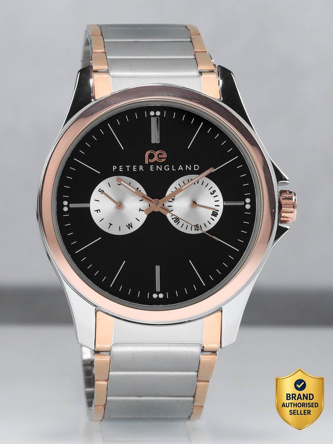 Peter England Black Dial Steel Watch (PE000027C) Flipkart sale