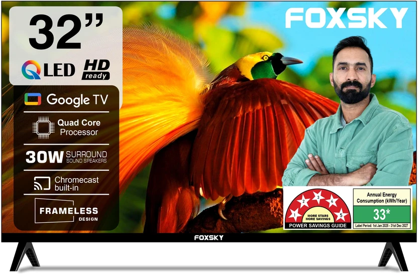 Foxsky 80 cm (32 inch) QLED HD Ready Smart Google TV with Voice Search with Remote Flipkart sale
