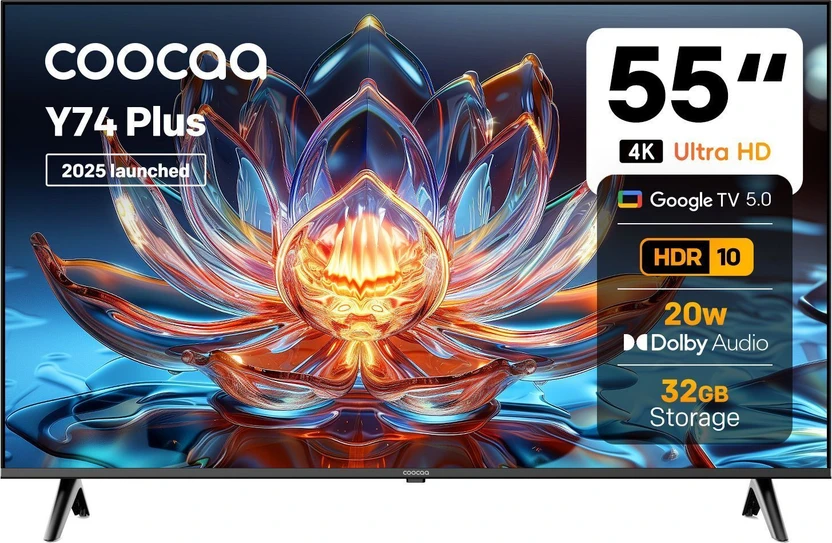 Coocaa Y74 Plus 138 cm (55 inch) Ultra HD (4K) LED Smart Google TV with Dolby Audio | 32 GB Sto Flipkart sale