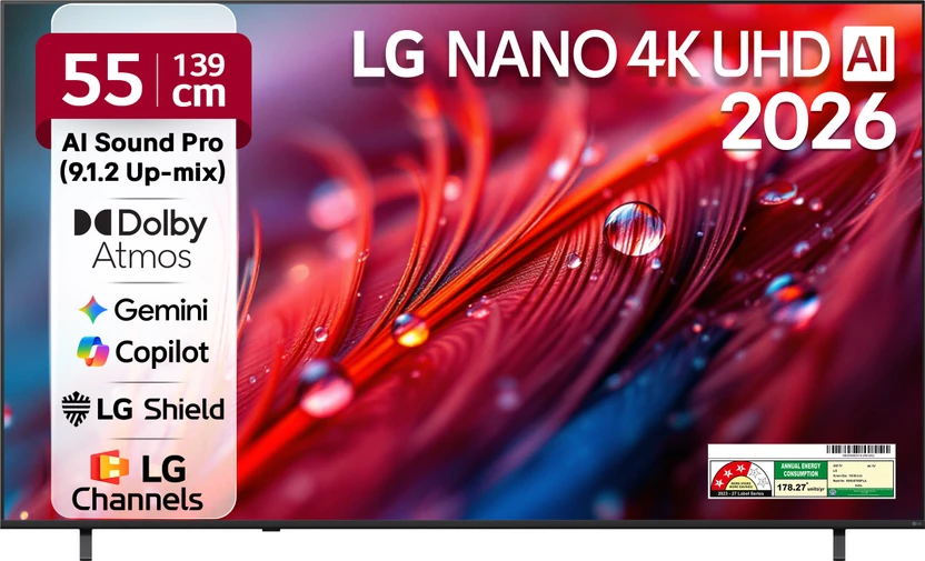 LG 139 cm (55 inch) Ultra HD (4K) LED Smart WebOS TV 2026 Edition with NANO Detail Enhancer, HD Flipkart sale