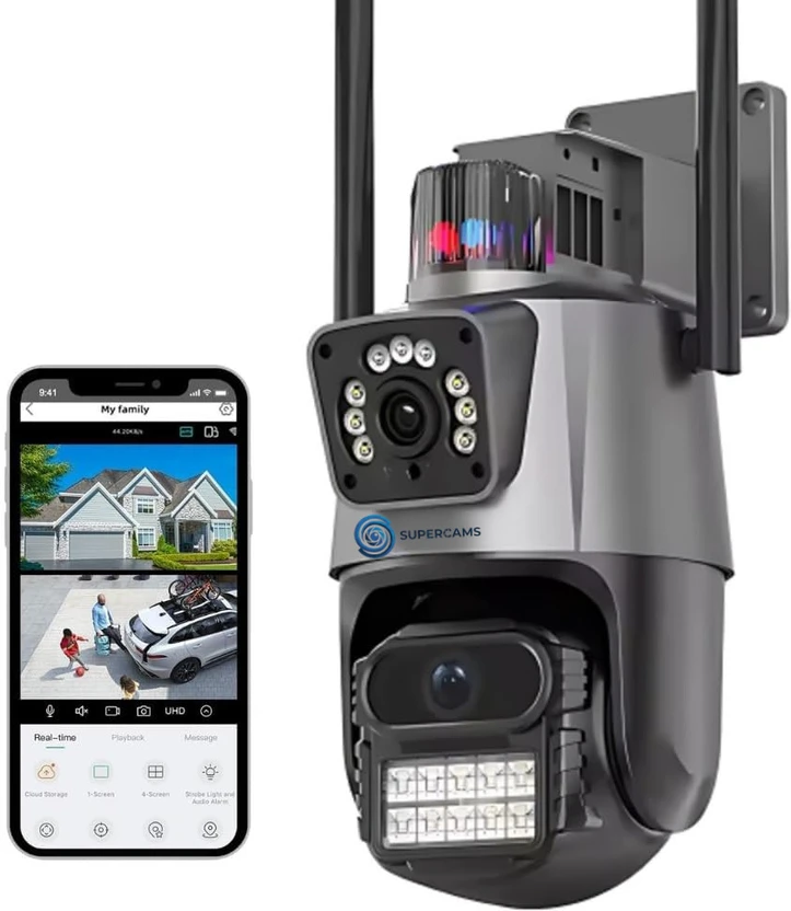 Supercams Twinview 5+5MP FHD WiFi Outdoor CCTV Camera | Dual Lens Dual Screen Security Camera Flipkart sale