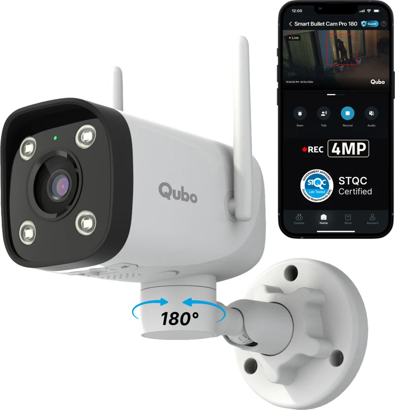 Qubo Smart Bullet Cam Pro 180˚(4MP) Security Camera Flipkart sale