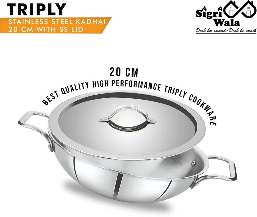 Sigri-wala Cook Healthy Triply Kadhai 20 cm diameter with Lid 1.8 L capacity Flipkart sale