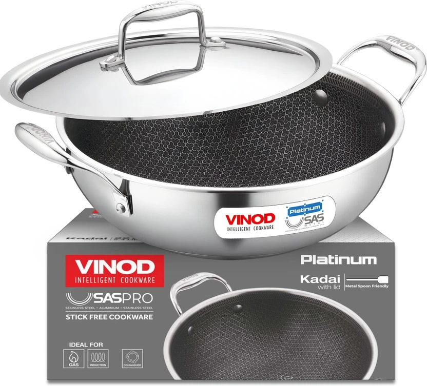 VINOD Platinum SAS Pro Extra Deep Kadai / Kadhai 26 cm diameter with Lid 3.7 L capacity Flipkart sale