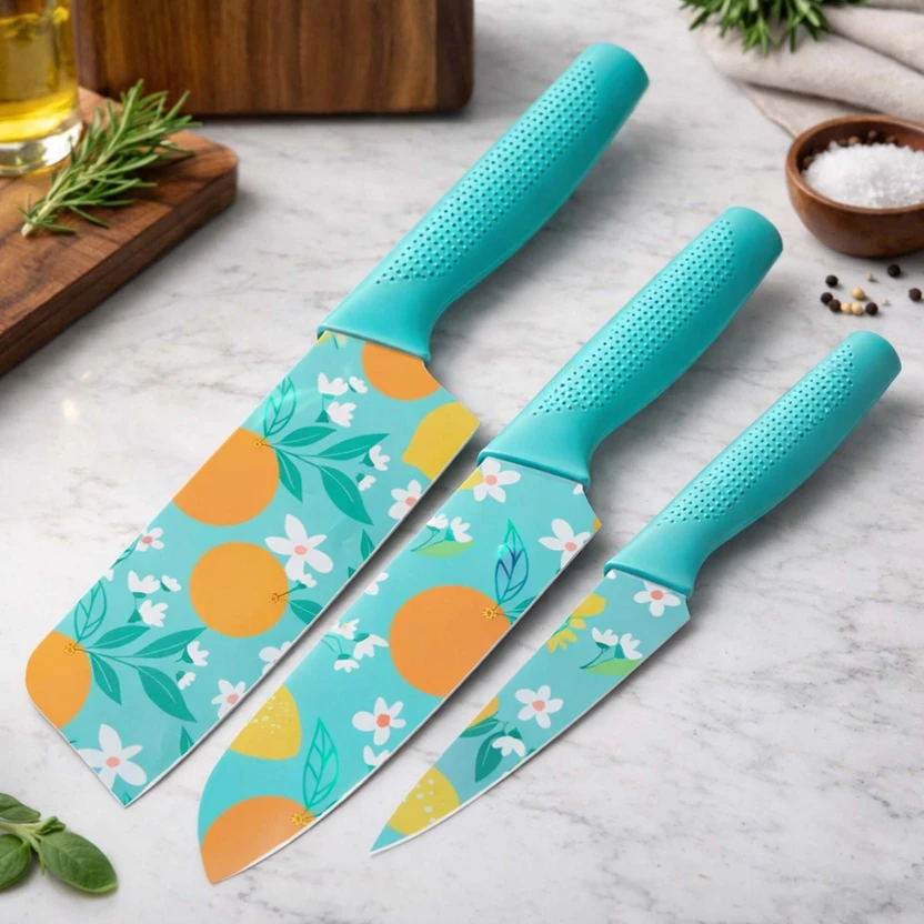 Brandvilla 3 Pc Stainless Steel Knife Set 3-Piece, Nonstick Stainless Steel Chef, Santoku & Uti Flipkart sale