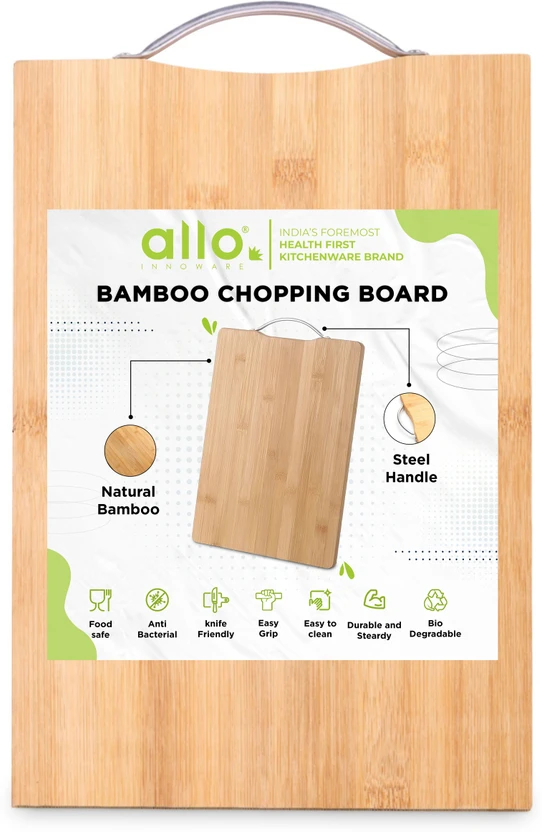 Allo Wooden Bamboo Chopping Cutting Slicing Board with Holder for Kitchen Fruits Meat Wooden Cu Flipkart sale