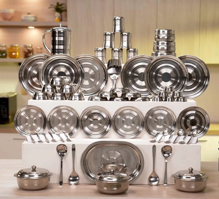KIARAA Pack of 61 Stainless Steel KIARAA Dinner Set Flipkart sale