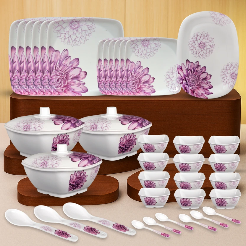 Sigri-wala Pack of 40 Melamin Pink White Dinner Set Flipkart sale