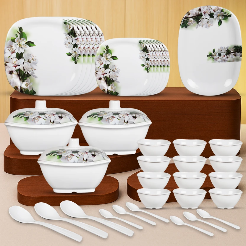 Flipkart SmartBuy Pack of 40 Melamin Emerald Bloom Melamine Dishwasher Safe|Stain Resistant Din Flipkart sale