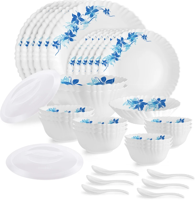 cello Pack of 35 Opalware Blue Swirl Dazzle Dinner Set Flipkart sale