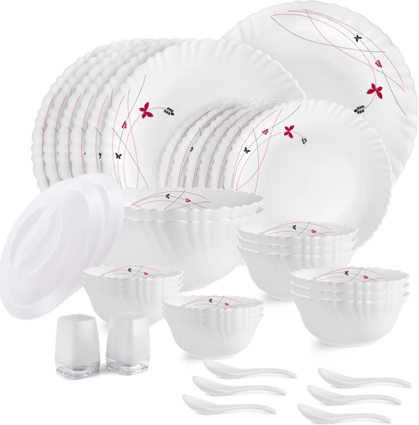 cello Pack of 37 Opalware Dazzle Lush Fiesta 37 Pcs Dinner Set Flipkart sale