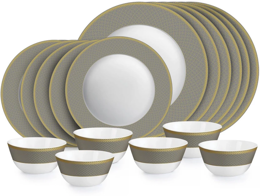 cello Pack of 18 Opalware Solitaire Series Moonstone | Extra Strong | Light Weight | Dishwasher Flipkart sale