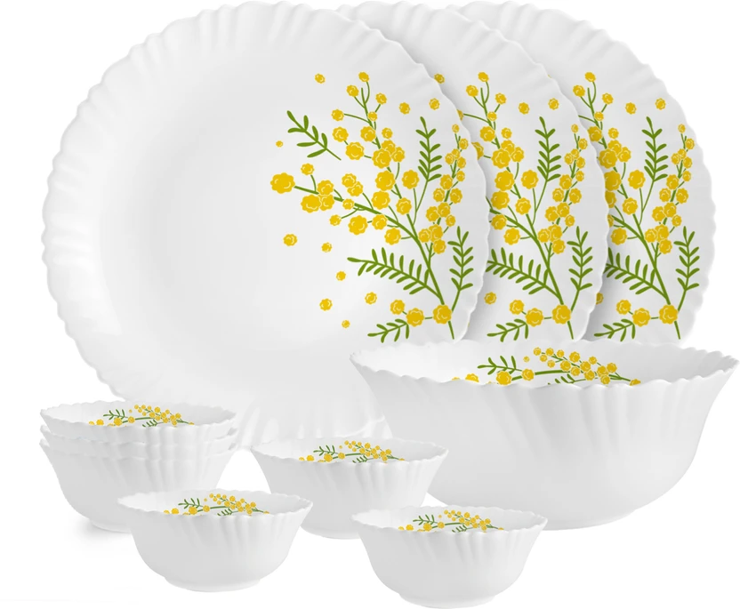 cello Pack of 10 Opalware Dazzle Series Girasol Crockery Set | Dishwasher Safe | Light-Weight D Flipkart sale