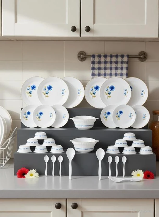 Solinc Pack of 36 Plastic Dinner Set (Microwave Safe) Dinner Set Flipkart sale