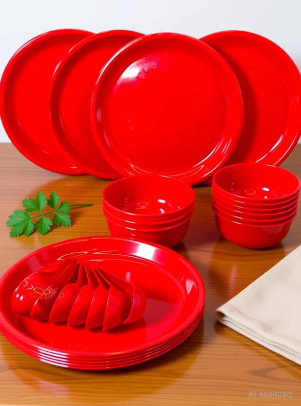 ANUWORD Pack of 18 Plastic Dinner Plates with & Bowls 18 PCS Ideal for Everyday Use, Family Din Flipkart sale