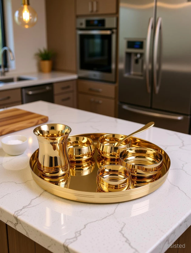 The Healing Store Pack of 7 Bronze Pack of 7 Bronze 100% Pure Kansa Bronze Dinner set / Thali S Flipkart sale