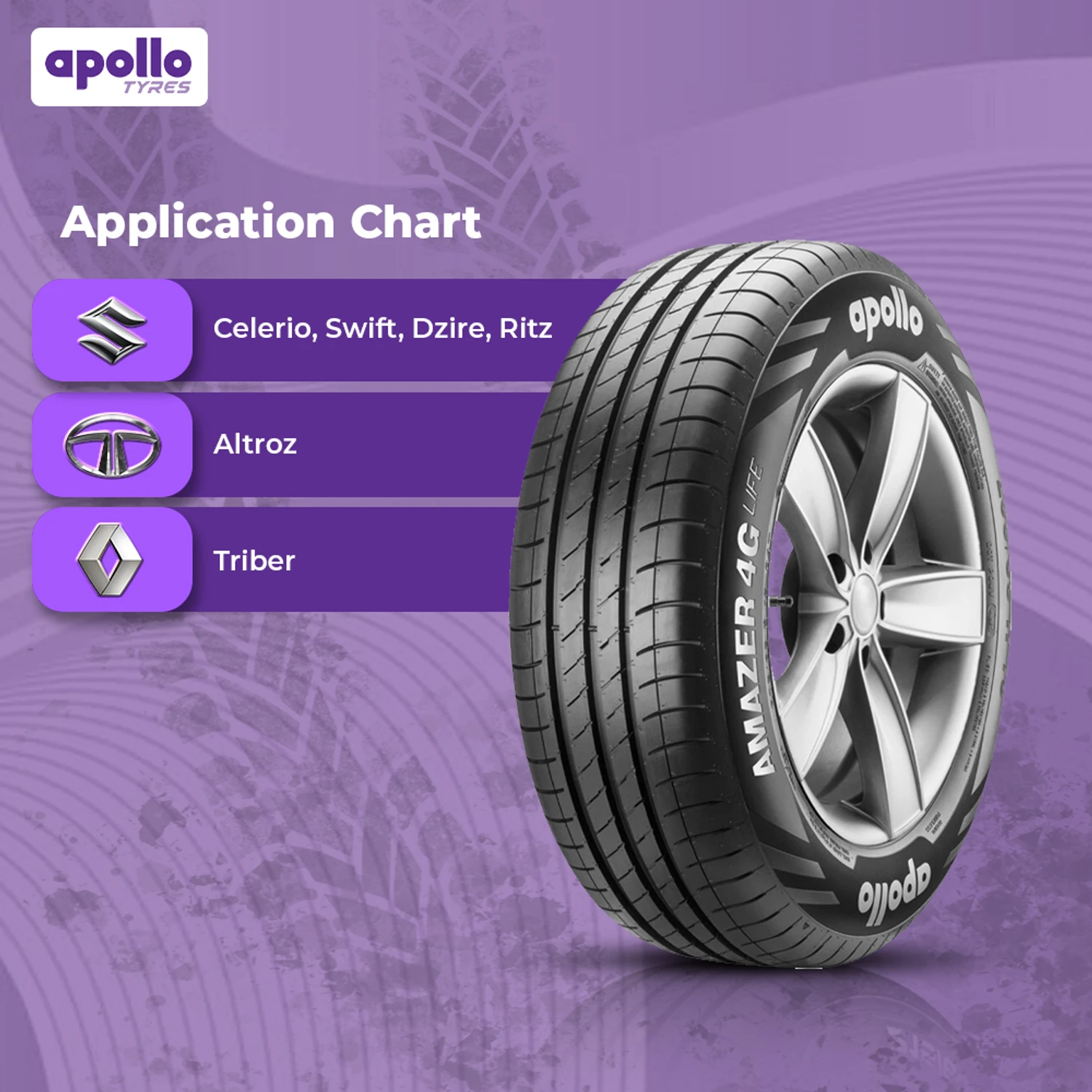 Apollo Amazer 4G Life 165/80 R14 85T Tubeless Car Tyre 4 Wheeler Tyre Flipkart sale