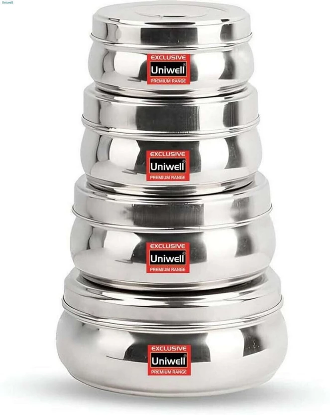 Uniwell Stainless Steel 4 Pc Container Lunch Box Set for Office &Travel M18424 4 Containers Sta Flipkart sale