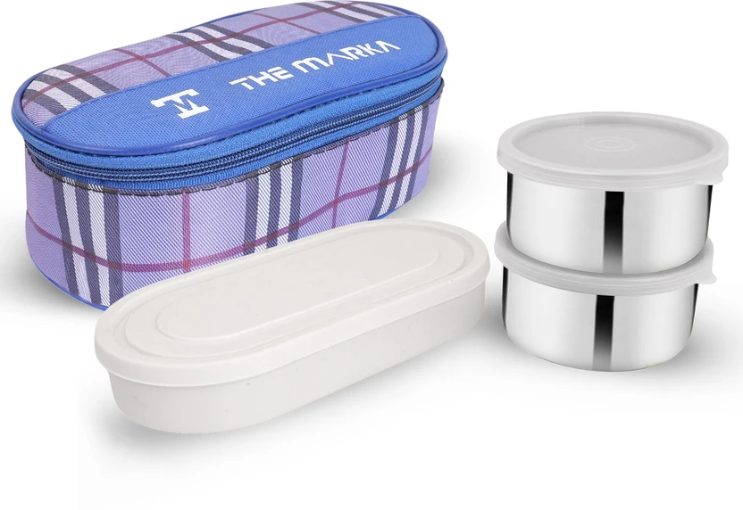 The Marka Classic Lunch Box 3 Containers Stainless Steel, Plastic Office Lunch Box Flipkart sale
