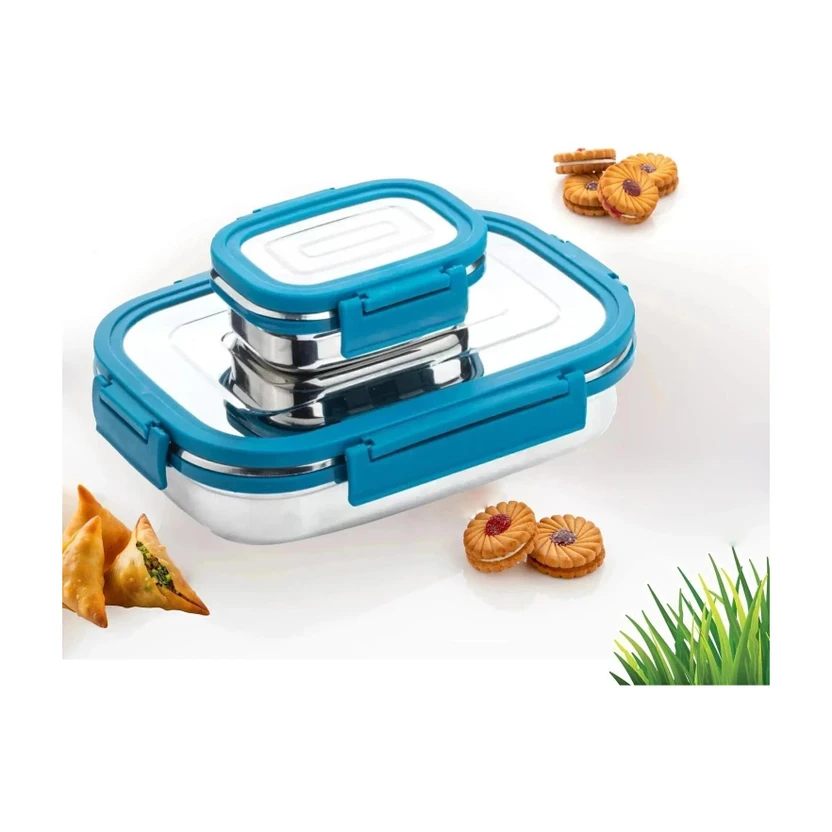 BLLUEX Stainless Steel Leak Proof, Airtight Lunch Box/Tiffin Box for Office, School, 2 Containe Flipkart sale