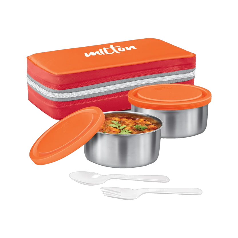 MILTON New Mini Insulated Tiffin 2 Containers Stainless Steel, Plastic Office Lunch Box Flipkart sale