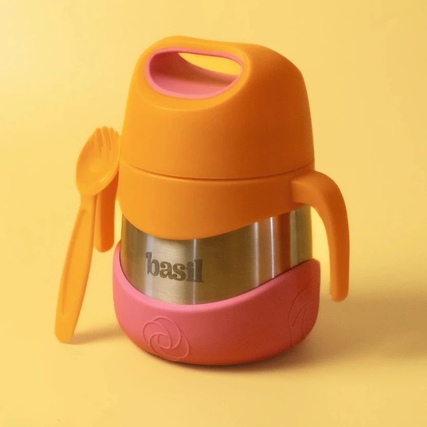 BASIL ThermoTot Kids 320ml Insulated Food Jar Steel Hot&Cold Lunch Box & spork - Peach 1 Contai Flipkart sale