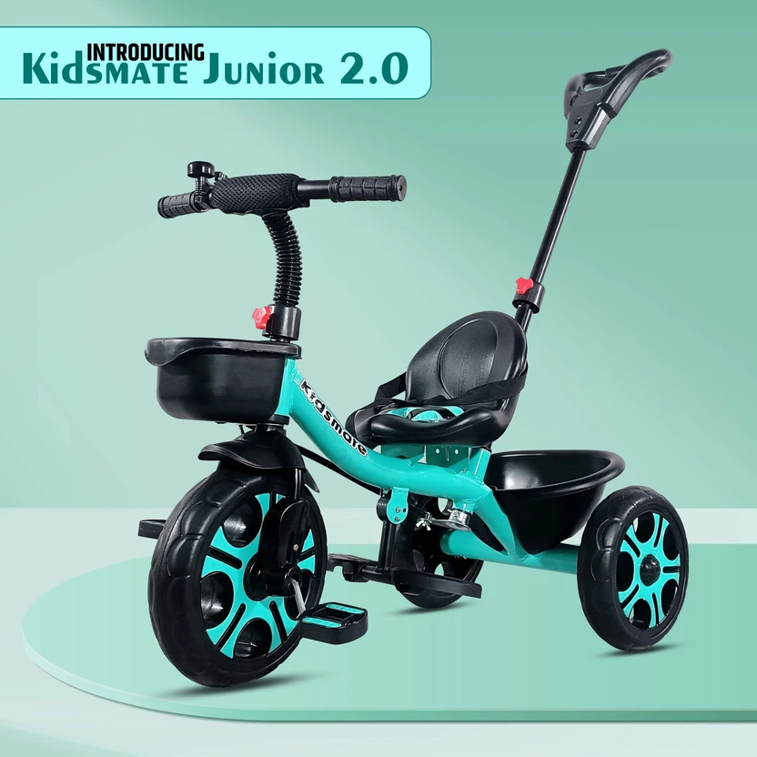 Kidsmate Junior 2.0 Kids Tricycle With Parental Control, Storage Basket, 10 T (inch) Road Cycle Flipkart sale