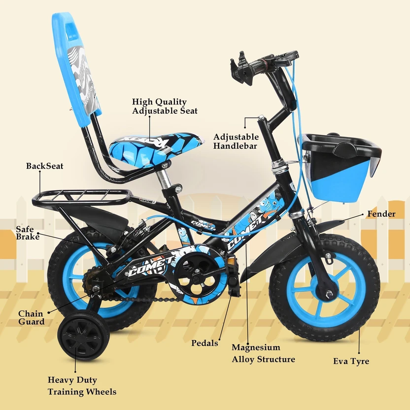 Xaipro 10T PREMIUM QUALITY COMET CYCLE ( SKYBLUE ) FOR 2 TO 3 YEARS KIDS 96% ASSEMBLE 10 T (inc Flipkart sale