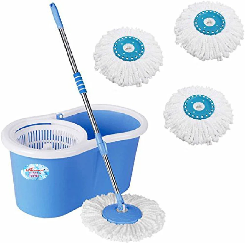 Shivonic Magic Dry Bucket Mop - 360 Degree Self Spin Wringing With 3 Super Absorbers Mop Set Flipkart sale