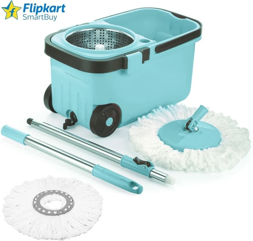 Flipkart SmartBuy 360 Degree Bucket Mop with Steel Spinner 2 Refill Mop Set of 1 Mop Set Flipkart sale