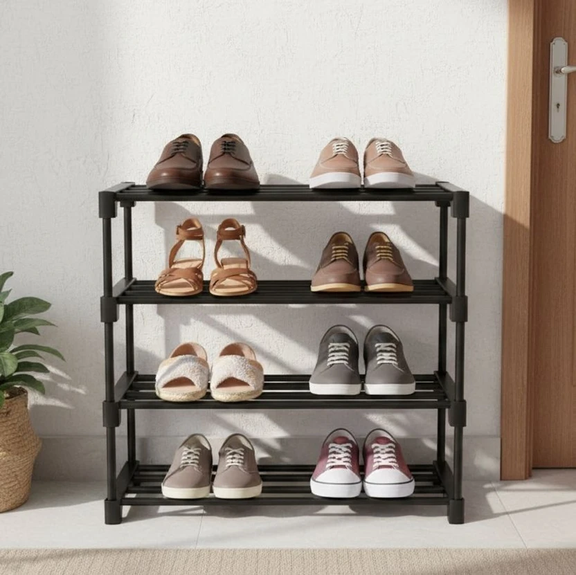 RKE Newest Top Class Best Ever Shoe Racks 4 layers Stands Plastic Collapsible Shoe Stand Flipkart sale