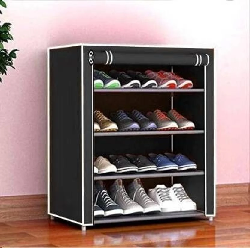 KOnlineShop 4 layer havy PVC pipe footwear with door Plastic Shoe Stand Flipkart sale