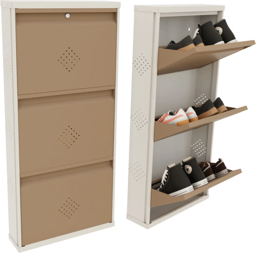 KRUGER 3 Door Biscuit 21x43x5.5 inch 6 to 9 Shoe Capacity Wall Mounted Centralised Lock Meta Flipkart sale