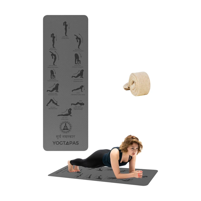 YOGTAPAS Anti-Skid Surya Namaskar Premium Yoga mat Grey 6 mm Yoga Mat Flipkart sale