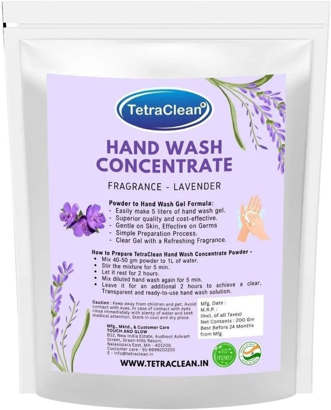 TetraClean Concentrate Powder Lavender Make 5L Clear Liquid Hand Wash Hand Wash Pouch Flipkart sale