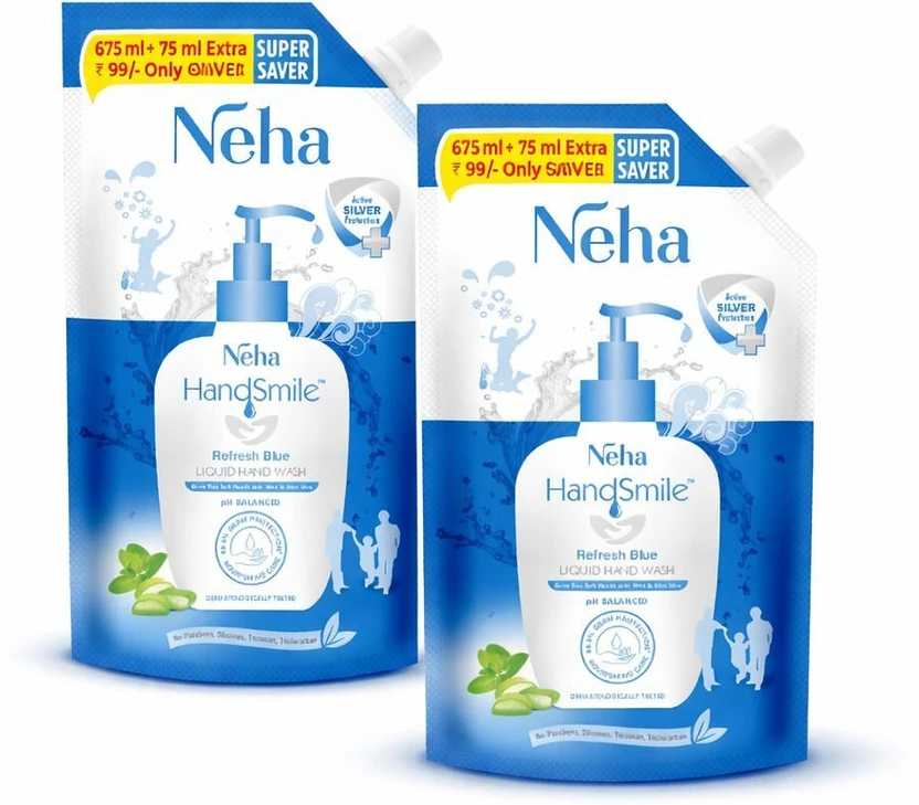 Neha Herbals Blue Handwash - 180 ml (Pack of 2) Hand Wash Refill Pouch Flipkart sale