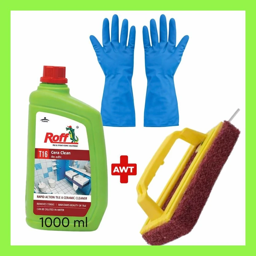 Pidilite ROFF Cera Clean T16 Tile & Ceramic Cleaner 1L with Blue Gloves & Scrub Brush Flipkart sale