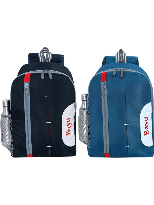 bayo Black & Sky Blue 2 pc combo For School Collage Office Tuition & Picnic Backpack Waterpr Flipkart sale