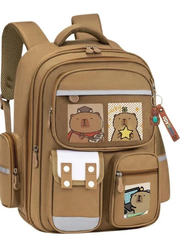 gustave Capybara Backpack with 6 Badges Cute Bag Charm Multi Compartment Kawaii Backpack 6.1 Flipkart sale